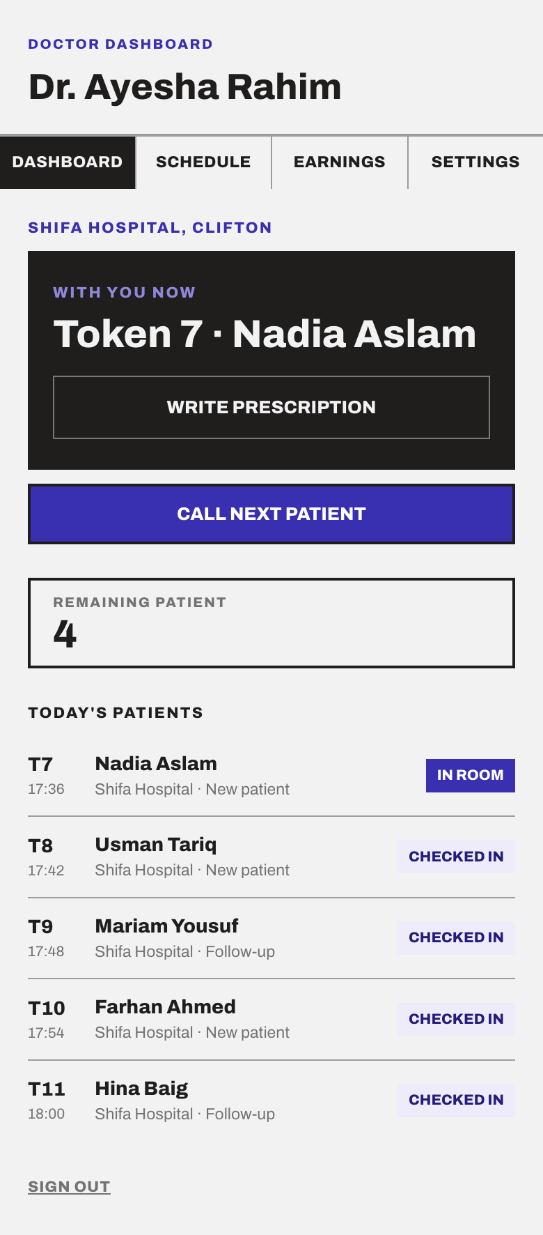 Doctor dashboard