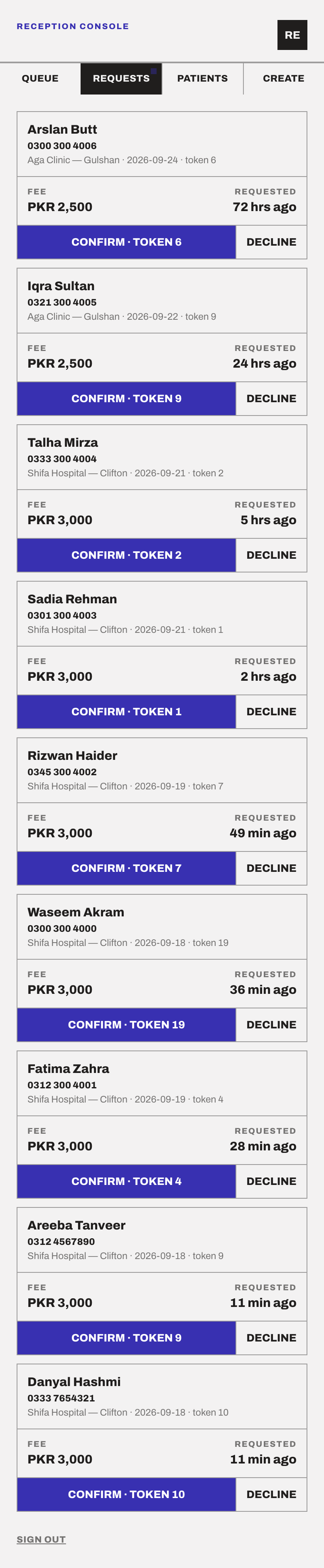 Booking requests